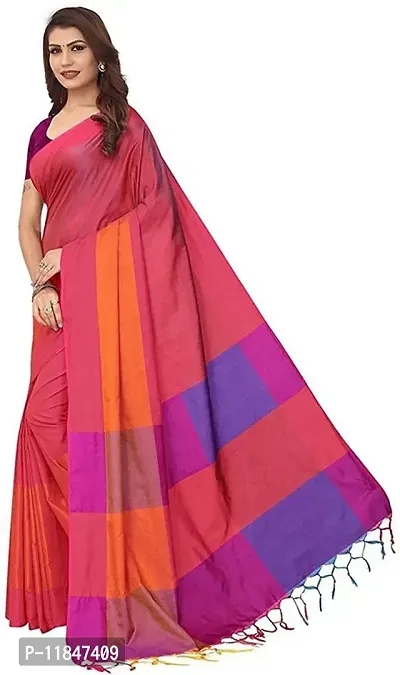 Attractive Silk Blend Saree with Blouse piece For Women-thumb3