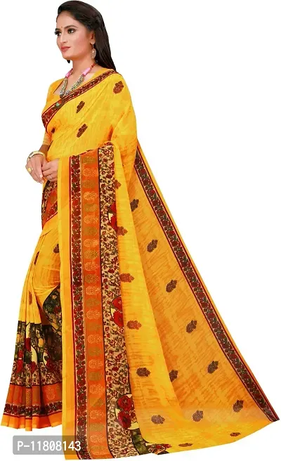 Stylish Georgette Yellow Daily Wear Saree with Blouse piece For Women Pack Of 1-thumb2