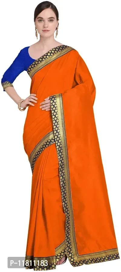 Stylish Silk Blend Orange Bhagalpuri Saree with Blouse piece For Women Pack Of 1-thumb0