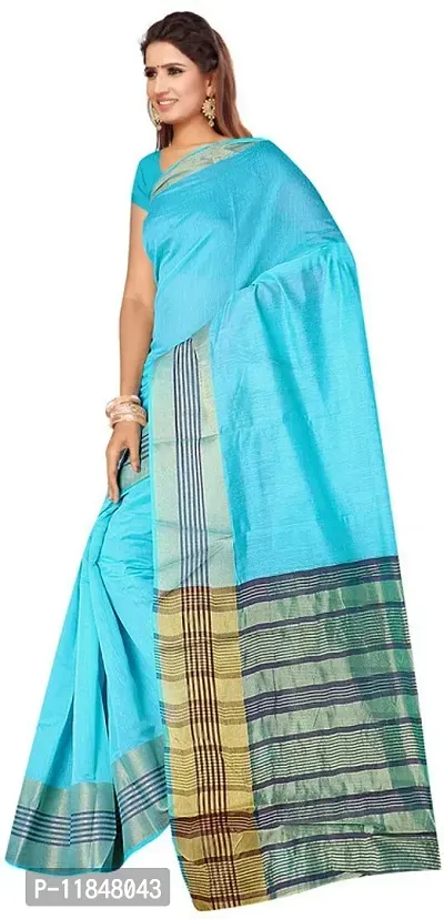 Attractive Silk Blend Saree with Blouse piece For Women-thumb3