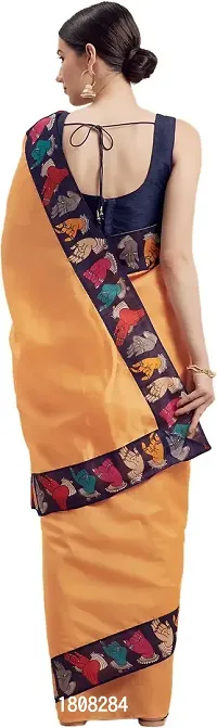 Stylish Art Silk Orange Daily Wear Saree with Blouse piece For Women Pack Of 1-thumb2