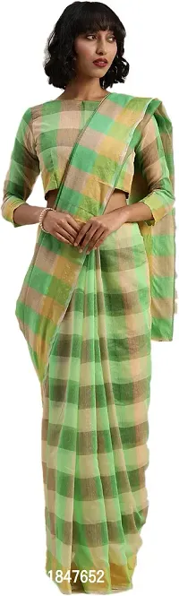 Attractive Cotton Blend Saree with Blouse piece For Women-thumb3