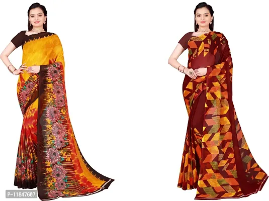 Attractive Georgette Saree with Blouse piece For Women Pack Of 2