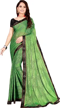 Stylish Lycra Green Bollywood Saree with Blouse piece For Women Pack Of 1-thumb1