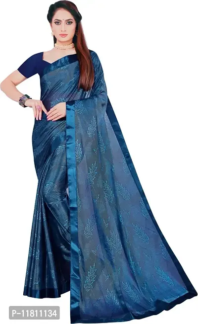 Stylish Lycra Blue Bollywood Saree with Blouse piece For Women Pack Of 1-thumb2