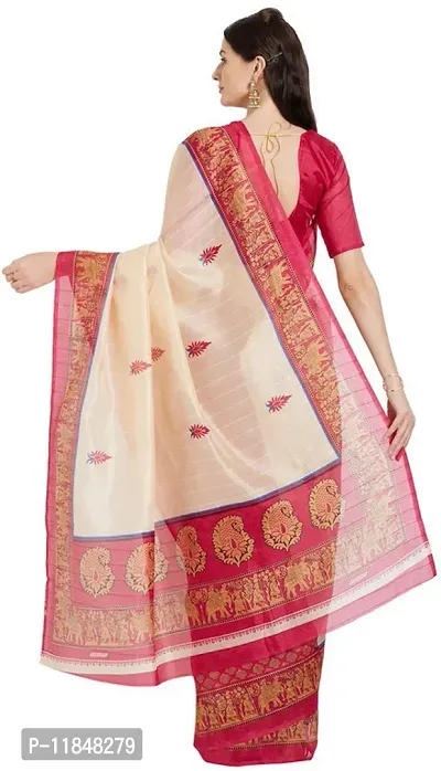 Trendy Silk Blend Saree with Blouse piece For Women-thumb3