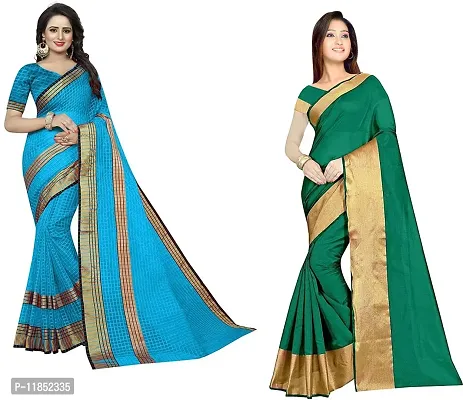 Attractive Georgette Saree with Blouse piece For Women Pack Of 2-thumb0