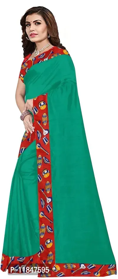 Attractive Silk Blend Saree with Blouse piece For Women-thumb3