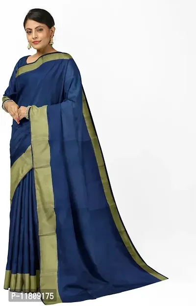 Stylish Cotton Silk Blue Daily Wear Saree with Blouse piece For Women Pack Of 1