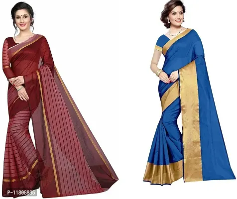 Stylish Cotton Silk Multicoloured Bollywood Saree with Blouse piece For Women Pack Of 2