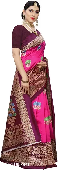 New Launched Art Silk Saree with Blouse piece For Women-thumb3