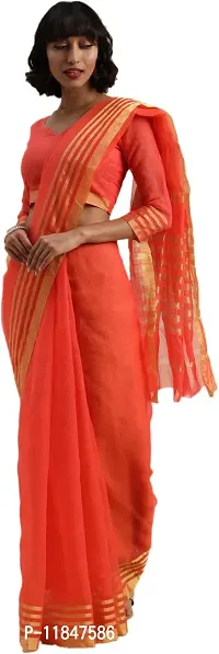 Attractive Cotton Blend Saree with Blouse piece For Women-thumb0