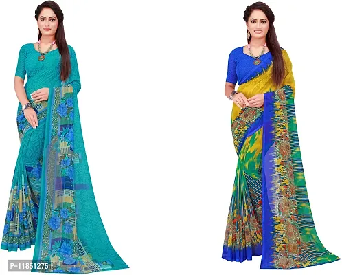 Attractive Georgette Saree with Blouse piece For Women Pack Of 2