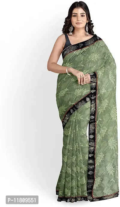Stylish Lycra Green Bollywood Saree with Blouse piece For Women Pack Of 1-thumb3