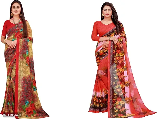 Attractive Georgette Saree with Blouse piece For Women Pack Of 2