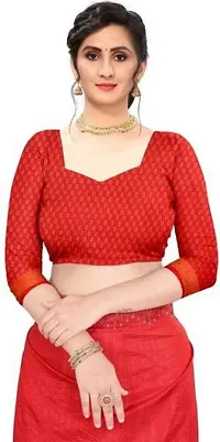 Stylish Crepe Red Bandhani Saree with Blouse piece For Women Pack Of 1-thumb3