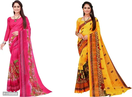 Attractive Georgette Saree with Blouse piece For Women Pack Of 2