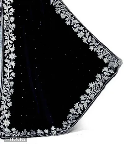 Attractive Velvet Saree with Blouse piece For Women-thumb4