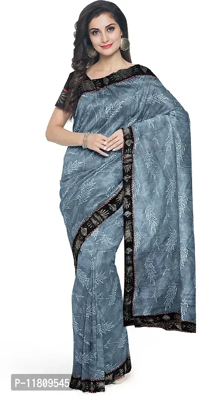 Stylish Lycra Grey Bollywood Saree with Blouse piece For Women Pack Of 1