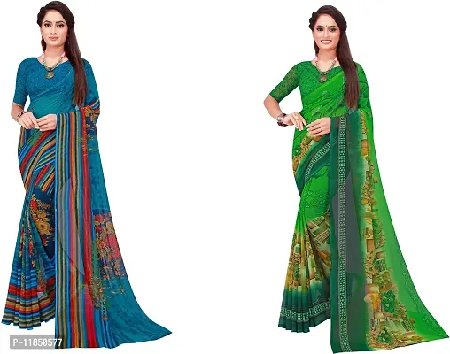 Attractive Georgette Saree with Blouse piece For Women Pack Of 2