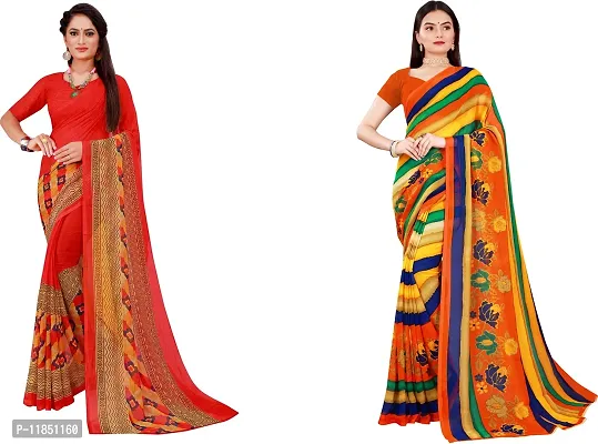 Attractive Georgette Saree with Blouse piece For Women Pack Of 2