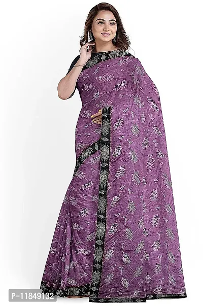 Trendy Lycra Saree with Blouse piece For Women-thumb0