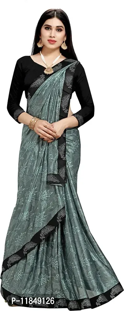 Trendy Lycra Saree with Blouse piece For Women-thumb4