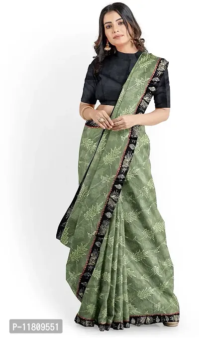 Stylish Lycra Green Bollywood Saree with Blouse piece For Women Pack Of 1