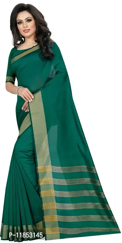 New Launched Cotton Silk Saree with Blouse piece For Women-thumb0