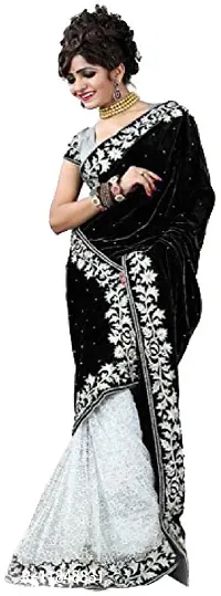 Trendy Velvet Saree with Blouse piece For Women-thumb4