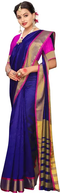 Trendy Chanderi Silk Saree with Blouse piece For Women-thumb3