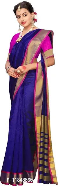 Trendy Chanderi Silk Saree with Blouse piece For Women-thumb4