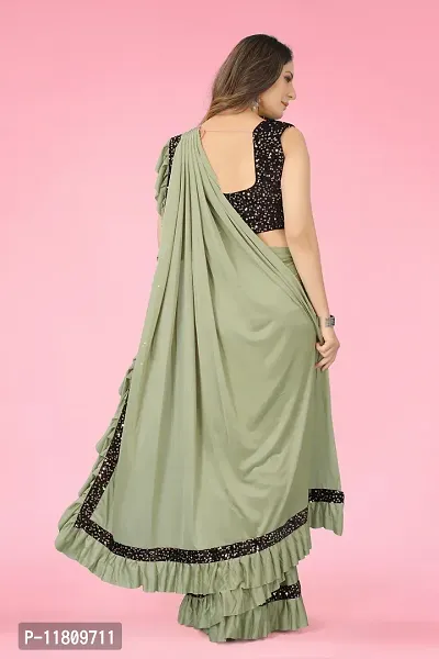 Stylish Lycra Light Green Bollywood Saree with Blouse piece For Women Pack Of 1-thumb2