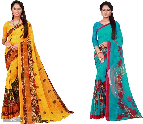 Attractive Georgette Saree with Blouse piece For Women Pack Of 2