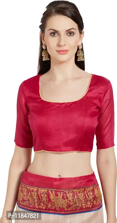 Attractive Silk Blend Saree with Blouse piece For Women-thumb4