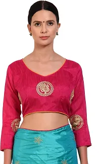 Trendy Silk Blend Saree with Blouse piece For Women-thumb3