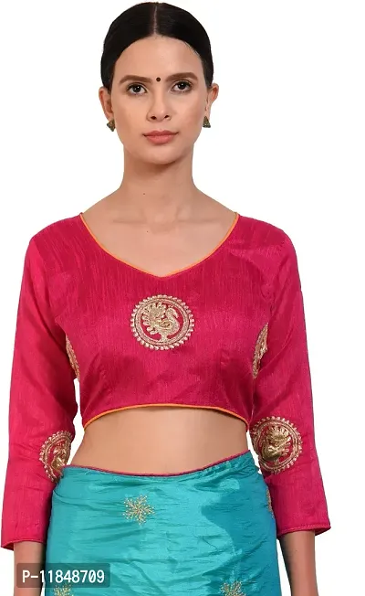 Trendy Silk Blend Saree with Blouse piece For Women-thumb4