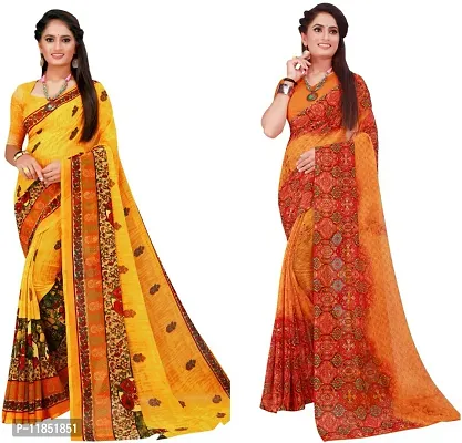 Attractive Georgette Saree with Blouse piece For Women Pack Of 2