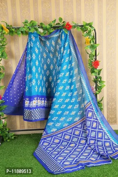 Stylish Art Silk Blue Bollywood Saree with Blouse piece For Women Pack Of 1