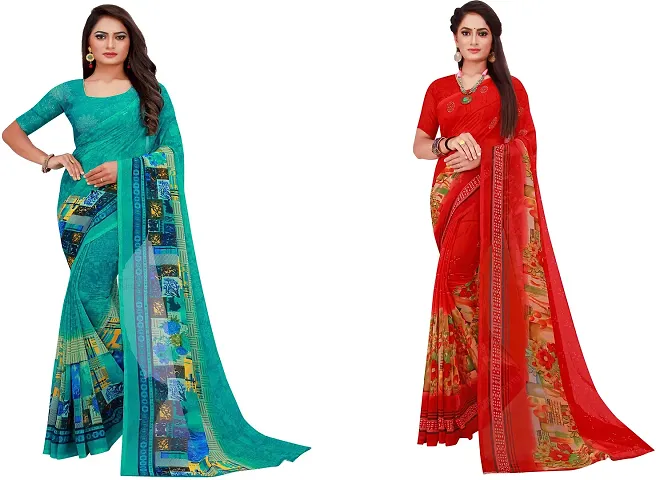 Beautiful Georgette Saree With Blouse Piece Pack Of 3