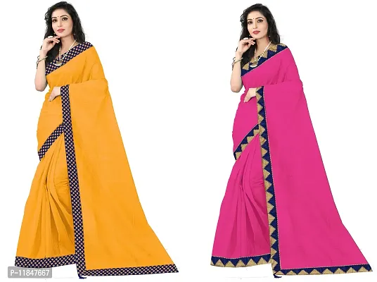 Attractive Art Silk Saree with Blouse piece For Women Pack Of 2