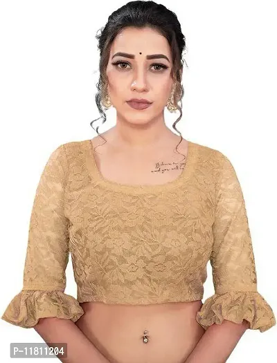 Stylish Net Cream Bollywood Saree with Blouse piece For Women Pack Of 1-thumb3