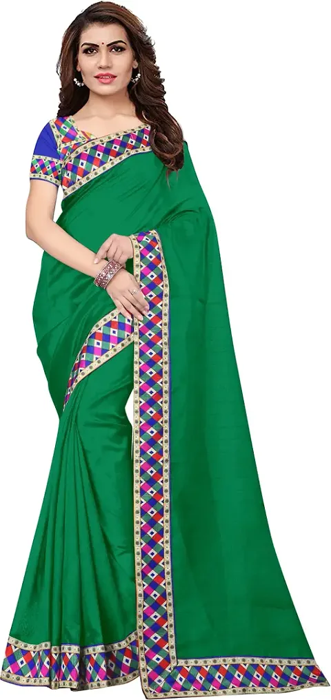 Fancy Vichitra Silk Saree with Blouse Piece for Women