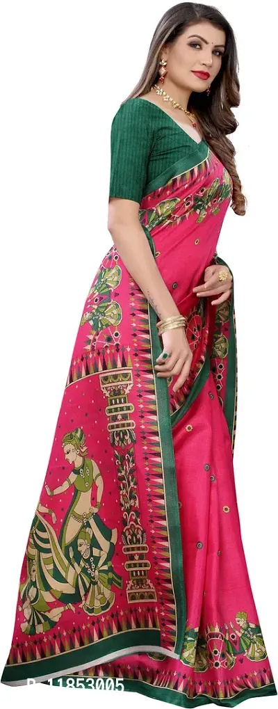 New Launched Art Silk Saree with Blouse piece For Women-thumb3