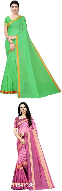 Attractive Art Silk Saree with Blouse piece For Women Pack Of 2