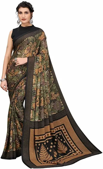 POSHYAA FASHION Women Art Silk Printed Saree With Unstiched Blouse Piece