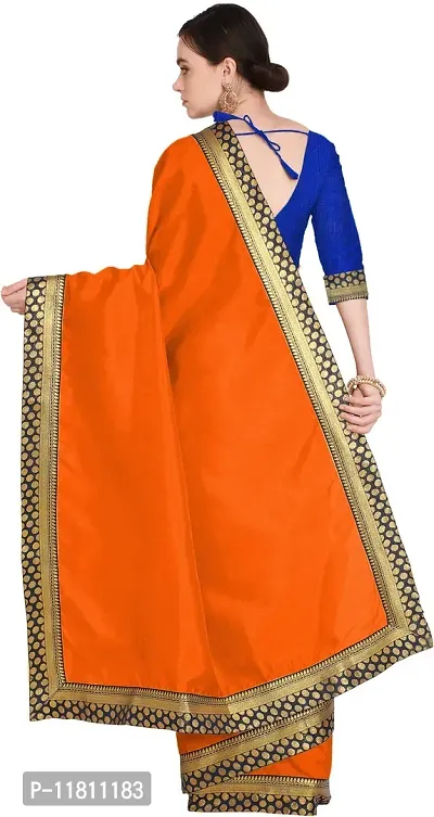 Stylish Silk Blend Orange Bhagalpuri Saree with Blouse piece For Women Pack Of 1-thumb4