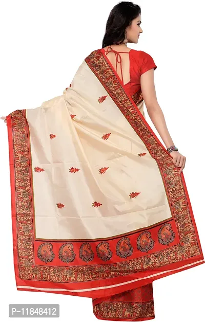 Trendy Silk Blend Saree with Blouse piece For Women-thumb2