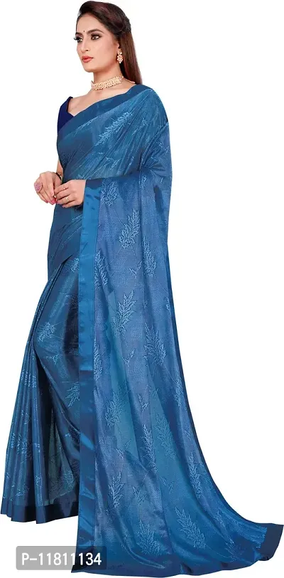 Stylish Lycra Blue Bollywood Saree with Blouse piece For Women Pack Of 1-thumb0