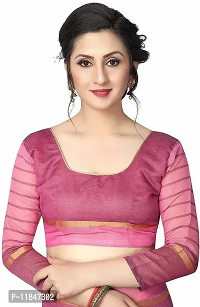 Attractive Cotton Silk Saree with Blouse piece For Women-thumb4